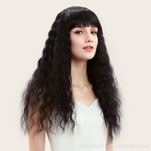 Soft long synthetic hair wigs honey color high temperature fiber curly weave machine made wigs wholesale wigs for women